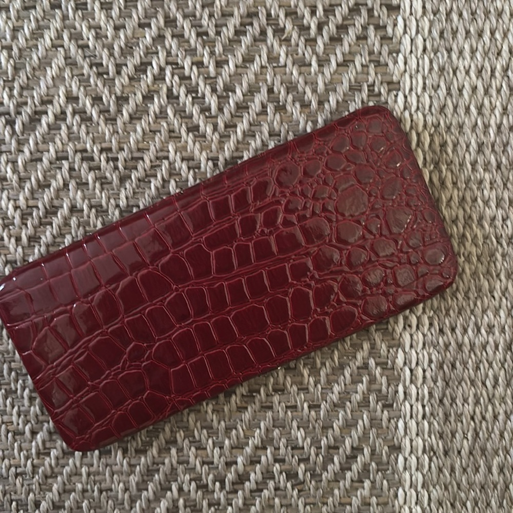 Red Faux Crocodile Clutch